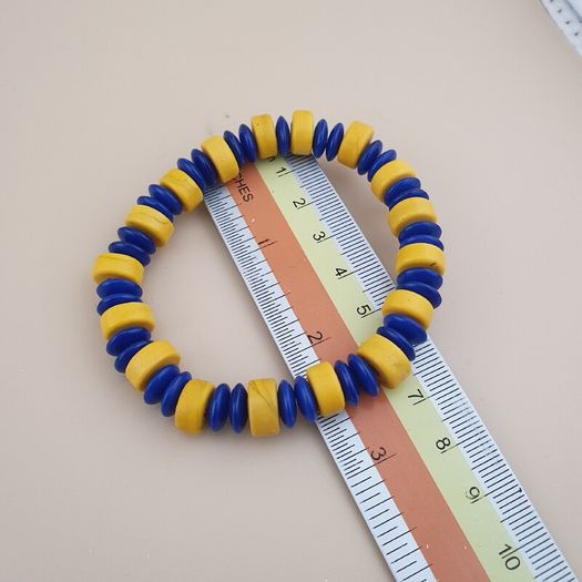 Vintage Lot of 4 Mix Yellow African & Trade Glass Beads Bracelet