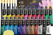 Acrylic paint Set 24 X 22ml Perfect for Canvas, Wood, Ceramic, Rock, Fabric &amp; Crafts. Non-Toxic, Quick Dry &amp; Vibrant Colours. Rich Pigments, Lasting Quality
