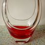 Vintage Murano Art Glass Basket Vase Red And Clear Glass. Image 2