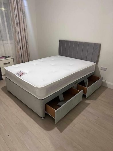 Small Double and standard double bed with headboard and mattress