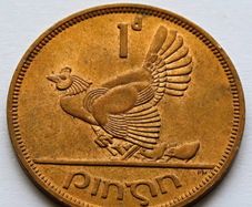 Ireland 1965 Penny Irish coin UNC 60 years old