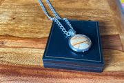 silver solid pendant and heavy chain
