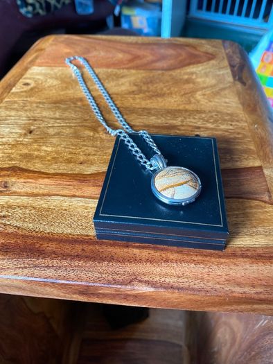 silver solid pendant and heavy chain