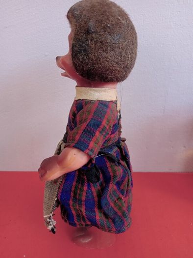 Vintage  Wind Up Hedgehog Doll 7" Tall 1950s-60s
