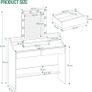 108 cm Dressing Table with LED Lighting, Adjustable Brightness, Dressing Table with Mirror, with 2 Drawers and 2 Open Compartments, Modern, White Image 4