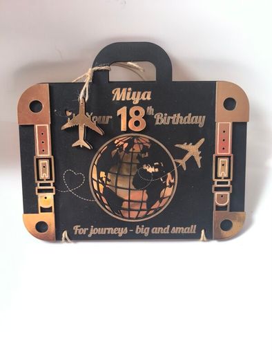 Personalised wooden birthday card for 18th birthday with money holder