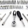 FREE SHIPPING 46 Piece 1/4 Inch Drive Socket Set&Tool Sets,Ratchet Wrench Set with 4-14mm Cr-V Sockets,Screwdriver Bits,Extension Bars for Household Car Bike Repair Image 3