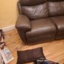 Brown Leather Two Seater Reclining Couch Image 2