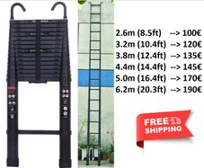 Telescopic Ladders Portable Strong Aluminium Free Postage
