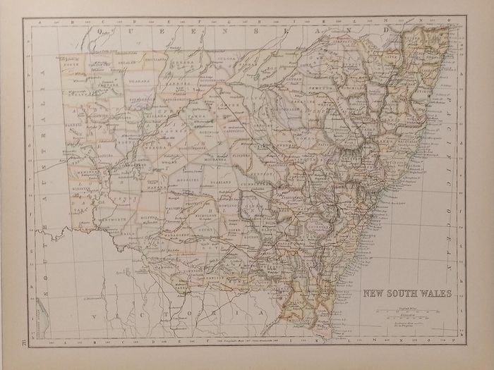 Antique Map New South Wales 1890s