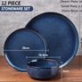 12 Piece Stoneware Dinnerware Service for 4, Reactive Glaze Dining Ware Include Plates and Bowls, Chip and Scratch Resistant, Microwave & Dishwasher Safe, Nebulas Blue Image 3