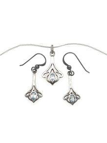 Vintage 925 Sterling Silver & Blue Topaz Matching Set, Kit Heath 99