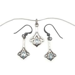 Vintage 925 Sterling Silver & Blue Topaz Matching Set, Kit Heath 99