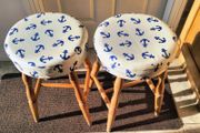 pair of wooden stools