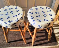 pair of wooden stools