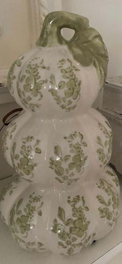 Beautiful Elegant ShabbyChic Autumn Halloween Decor stacked Pumpkins that can be taken out year after Year in beautiful  soft colours