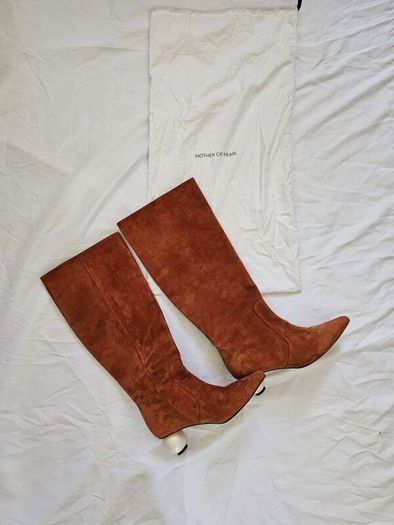 Mother Of Pearl Suede Style Knee High Brown Boots