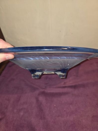 1930's Walther and Sohne Art Deco blue glass bowl