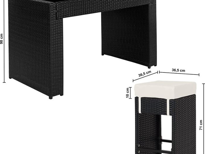 POLY Rattan Aluminum Bar Set with 6 Bar Stools and two Sets Plus Protective Case Cover/Stainless Steel Screws