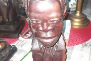 Large Antique Wood African Carved African Head postage available or collection on all my items,