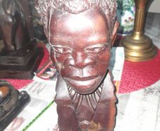Large Antique Wood African Carved African Head postage available or collection on all my items,
