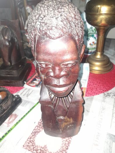 Large Antique Wood African Carved African Head postage available or collection on all my items,