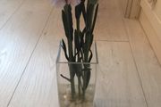 Glass vase and faux carnations