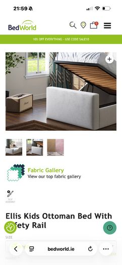 Single Ottoman bed with Safety rail for kids