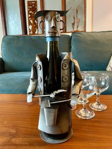 Barbeque Chef Quirky Metal Wine Bottle Holder