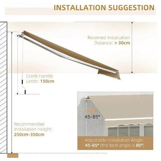 Manual Retractable Patio Awning 13' x 8'