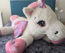 plush  , plush toy , Unicorn large 120cm  white & pink purple big