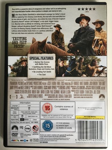 True Grit [2010] Jeff Bridges, Hailee steinfeld, Josh Brolin & Matt Damon [Movie DVD]