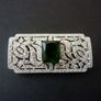 Art Deco Vintage Style Emerald Stone Silver Brooch Pin Image 3
