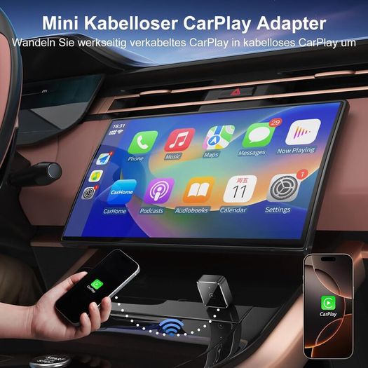 Mini Wireless CarPlay Adapter for iPhone - Wireless CarPlay Dongle Box, Converts Factory Wired CarPlay to Wireless CarPlay, Plug and Play, Extremely Low Delay
