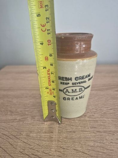 Antique Salt Glazed Stoneware Jar, English Cream Jar: Rustic Pottery