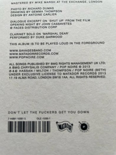 Savages (Jenny Beth) - Silence Yourself (Clear Limited Edition)