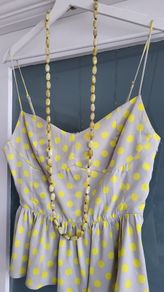 ZARA cami grey with yellow polka dots Sz L (Fit 10-12 UK)