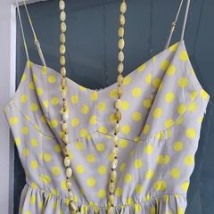 ZARA cami grey with yellow polka dots Sz L (Fit 10-12 UK)