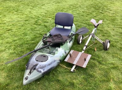 Fishing kayak with trolley