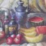 a large oil painting on canvas of a still life signd harris Image 4