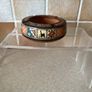 Vintage Handpainted Terracotta Ashtray & Round Carved Wooden Handpainted Trinket Box Image 4