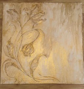 Gold Floral Relief Painting