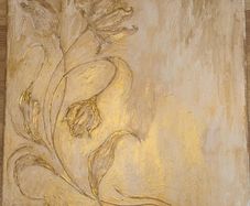 Gold Floral Textured Wall Art