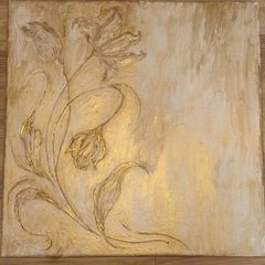 Gold Floral Textured Wall Art