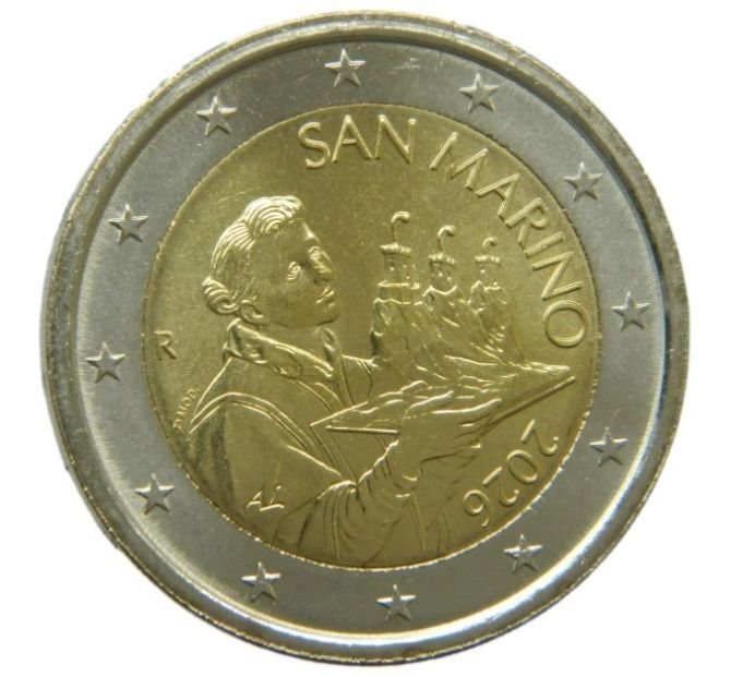 San Marino 2 Euro National Regular Coin 2026. Uncirculated.