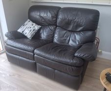Brown leather couches - 2x 2 seaters