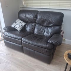 Brown leather couches - 2x 2 seaters