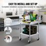 Stainless Steel Work Table 61x61 cm Commercial Food Prep Table W/ 4 Casters Image 5