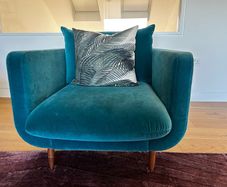 2 velvet teal arm chairs for sale