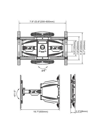 Tv Wall Mount Bracket Tilt Swivel Long Arm 45"-70"